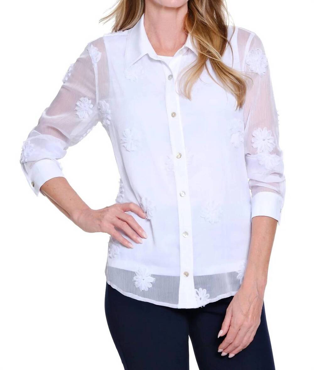NEW MULTIPLES cuffed long sleeve button front shirt and tank in white